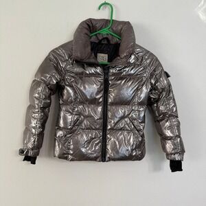 S13 Silver Metallic Duck Down Youth Puffer Jacket Youth 6-7‎